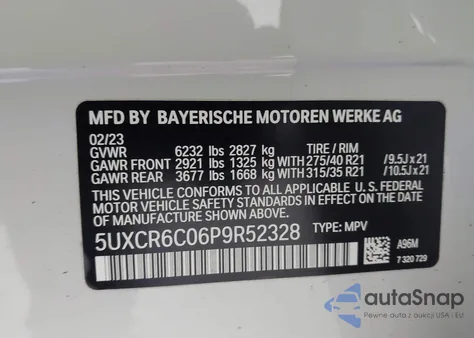 2023 BMW X5 xDrive40I from USA, damaged, VIN 5UXCR6C06P9R52328